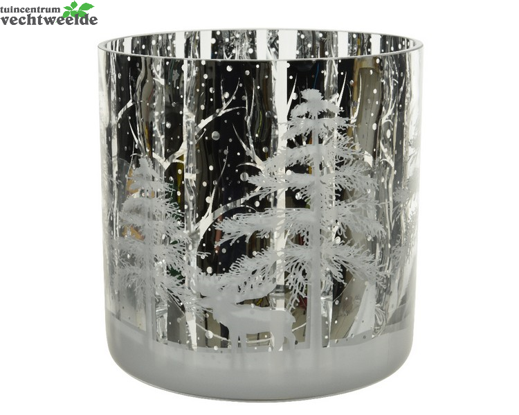 Decoris Windlicht Glas D15h15cm Zilver