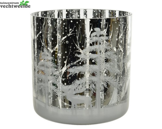Decoris Windlicht Glas D15h15cm Zilver
