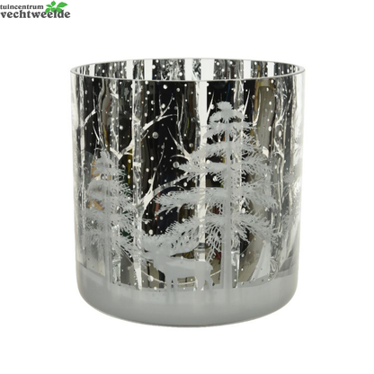 Decoris Windlicht Glas D15h15cm Zilver